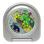 Cosmic Lizards With Alien Spaceship Travel Alarm Clock Front