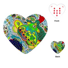 Cosmic Lizards With Alien Spaceship Playing Cards (heart) by chellerayartisans