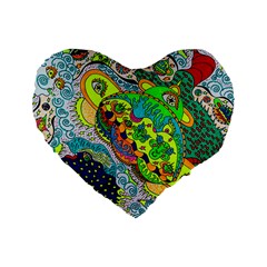 Cosmic Lizards With Alien Spaceship Standard 16  Premium Heart Shape Cushions