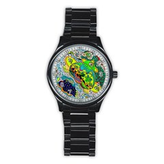 Cosmic Lizards With Alien Spaceship Stainless Steel Round Watch