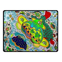 Cosmic Lizards With Alien Spaceship Double Sided Fleece Blanket (small) 