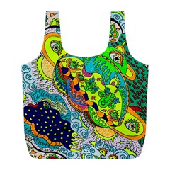 Cosmic Lizards With Alien Spaceship Full Print Recycle Bag (l)