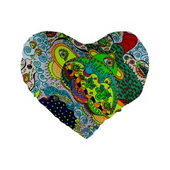 Cosmic Lizards With Alien Spaceship Standard 16  Premium Flano Heart Shape Cushions