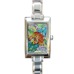 Supersonic Lavahead Lizard Rectangle Italian Charm Watch by chellerayartisans