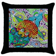 Supersonic Lavahead Lizard Throw Pillow Case (black) by chellerayartisans