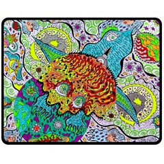 Supersonic Lavahead Lizard Fleece Blanket (medium)  by chellerayartisans