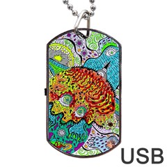 Supersonic Lavahead Lizard Dog Tag Usb Flash (one Side) by chellerayartisans