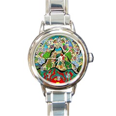 Supersonic Volcanic Sunmoon Faces Round Italian Charm Watch by chellerayartisans