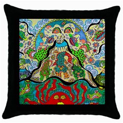 Supersonic Volcanic Sunmoon Faces Throw Pillow Case (black) by chellerayartisans