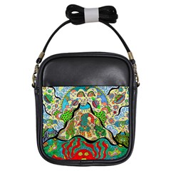 Supersonic Volcanic Sunmoon Faces Girls Sling Bag by chellerayartisans