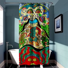 Supersonic Volcanic Sunmoon Faces Shower Curtain 36  X 72  (stall)  by chellerayartisans