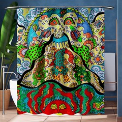 Supersonic Volcanic Sunmoon Faces Shower Curtain 60  X 72  (medium)  by chellerayartisans