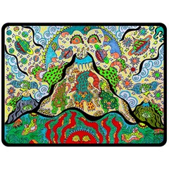 Supersonic Volcanic Sunmoon Faces Double Sided Fleece Blanket (large)  by chellerayartisans