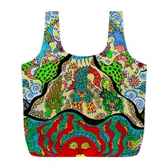 Supersonic Volcanic Sunmoon Faces Full Print Recycle Bag (l) by chellerayartisans