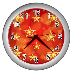 Background Christmas Decoration Wall Clock (silver) by Simbadda