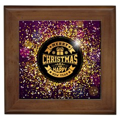 Christmas Golden Labels Xmas Framed Tiles by Simbadda