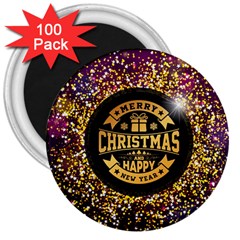 Christmas Golden Labels Xmas 3  Magnets (100 Pack) by Simbadda