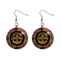 Christmas Golden Labels Xmas Mini Button Earrings by Simbadda