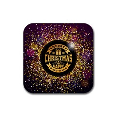 Christmas Golden Labels Xmas Rubber Coaster (square)  by Simbadda