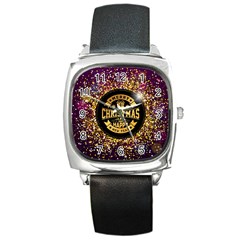 Christmas Golden Labels Xmas Square Metal Watch by Simbadda