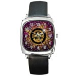 Christmas Golden Labels Xmas Square Metal Watch Front