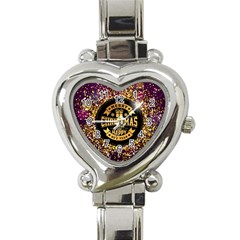 Christmas Golden Labels Xmas Heart Italian Charm Watch by Simbadda