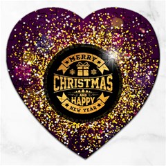 Christmas Golden Labels Xmas Jigsaw Puzzle (heart) by Simbadda