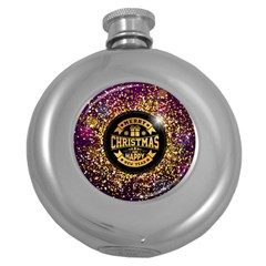 Christmas Golden Labels Xmas Round Hip Flask (5 Oz) by Simbadda