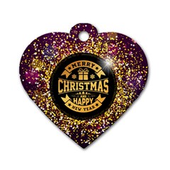 Christmas Golden Labels Xmas Dog Tag Heart (one Side) by Simbadda