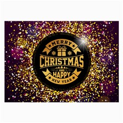 Christmas Golden Labels Xmas Large Glasses Cloth (2-side) by Simbadda