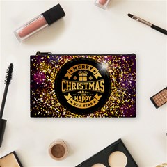 Christmas Golden Labels Xmas Cosmetic Bag (small) by Simbadda