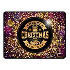 Christmas Golden Labels Xmas Fleece Blanket (small) by Simbadda