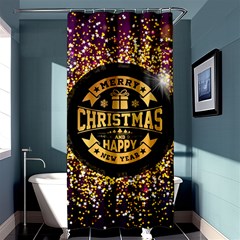 Christmas Golden Labels Xmas Shower Curtain 36  X 72  (stall)  by Simbadda