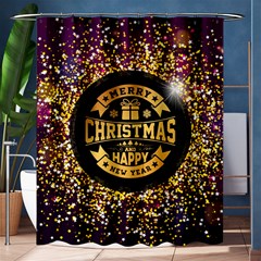 Christmas Golden Labels Xmas Shower Curtain 60  X 72  (medium)  by Simbadda