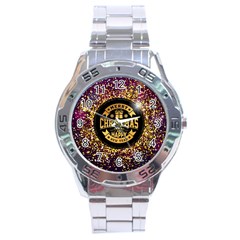 Christmas Golden Labels Xmas Stainless Steel Analogue Watch by Simbadda