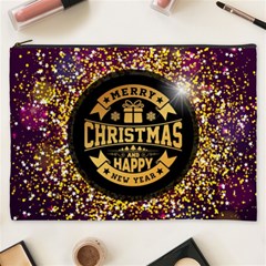 Christmas Golden Labels Xmas Cosmetic Bag (xxxl) by Simbadda