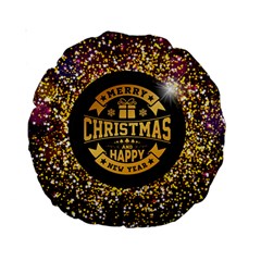 Christmas Golden Labels Xmas Standard 15  Premium Round Cushions by Simbadda