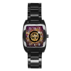 Christmas Golden Labels Xmas Stainless Steel Barrel Watch by Simbadda