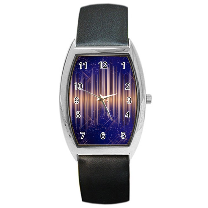 Background Dark Sound Disco Techno Barrel Style Metal Watch