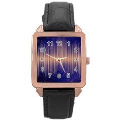 Background Dark Sound Disco Techno Rose Gold Leather Watch  by Simbadda