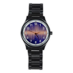 Background Dark Sound Disco Techno Stainless Steel Round Watch by Simbadda