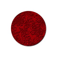 Christmas Background Red Star Rubber Round Coaster (4 Pack)  by Simbadda