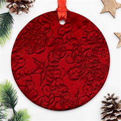 Christmas Background Red Star Round Ornament (two Sides) by Simbadda