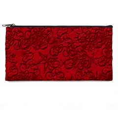 Christmas Background Red Star Pencil Cases by Simbadda