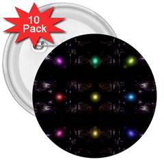 Abstract Sphere Box Space Hyper 3  Buttons (10 pack) 