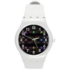 Abstract Sphere Box Space Hyper Round Plastic Sport Watch (M)