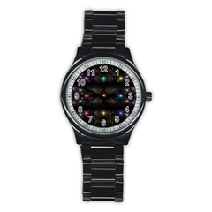 Abstract Sphere Box Space Hyper Stainless Steel Round Watch