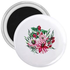 Bloom Christmas Red Flowers 3  Magnets