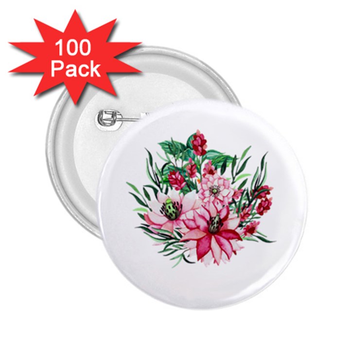 Bloom Christmas Red Flowers 2.25  Buttons (100 pack) 