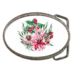 Bloom Christmas Red Flowers Belt Buckles by Simbadda